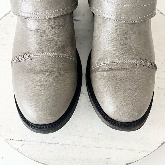 Lane Dustoff Women’s Western Moto Boots Gray Leather Harness Zip Ankle Size 7.5 - Picture 6 of 11